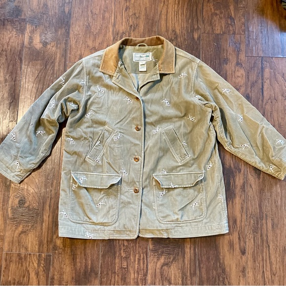 L.L. Bean Jackets & Blazers - L.L. Bean Olive Utility Corduroy Jacket with Tan Collar